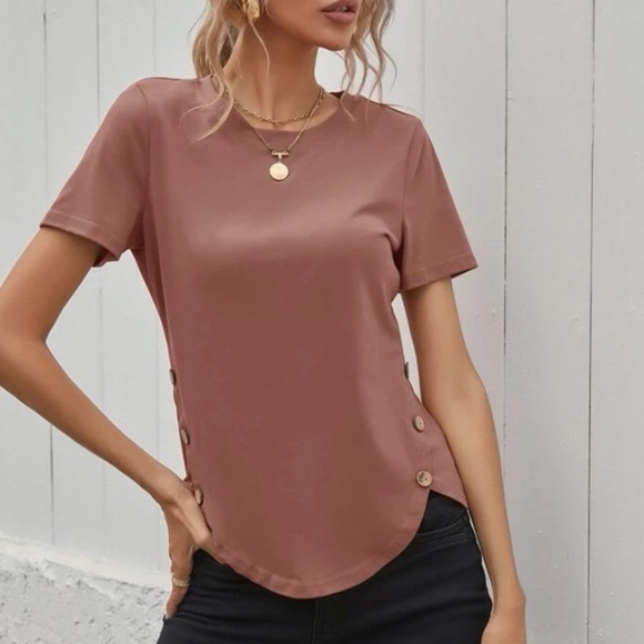 New DUSTY PINK ROUND NECK TOP - Picture 4 of 6